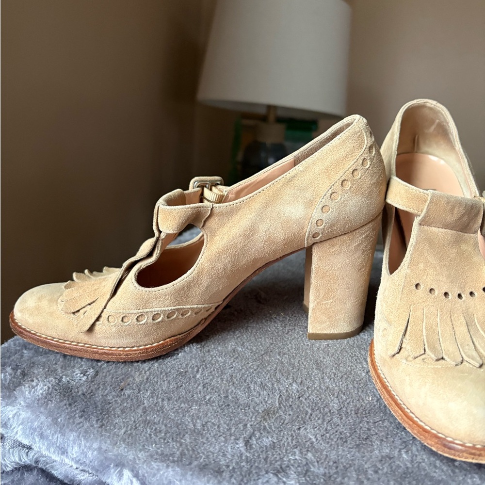Vintage Anne Klein suede leather brogue loafer heels 5.5 - Picture 7 of 14